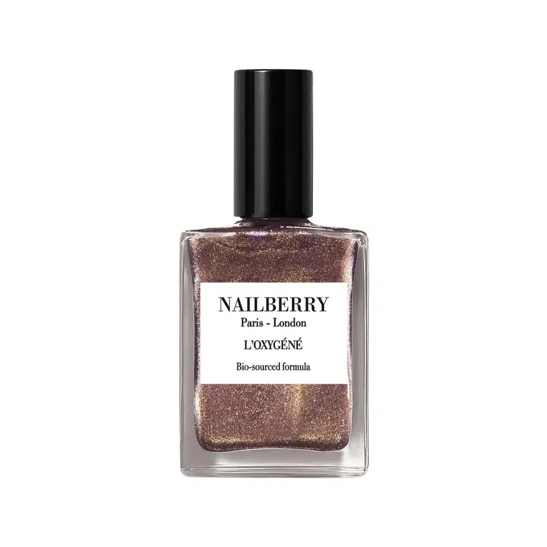 Nailberry L'Oxygéné Pink Sand, esmalte rosa dorado con brillo